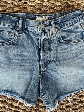 We The Free Light Blue Button-Fly Denim Shorts